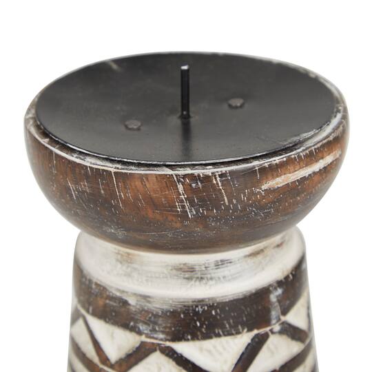 Brown Eclectic Candle Holder Set